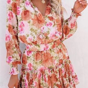 Floral Print Long Sleeve Dress